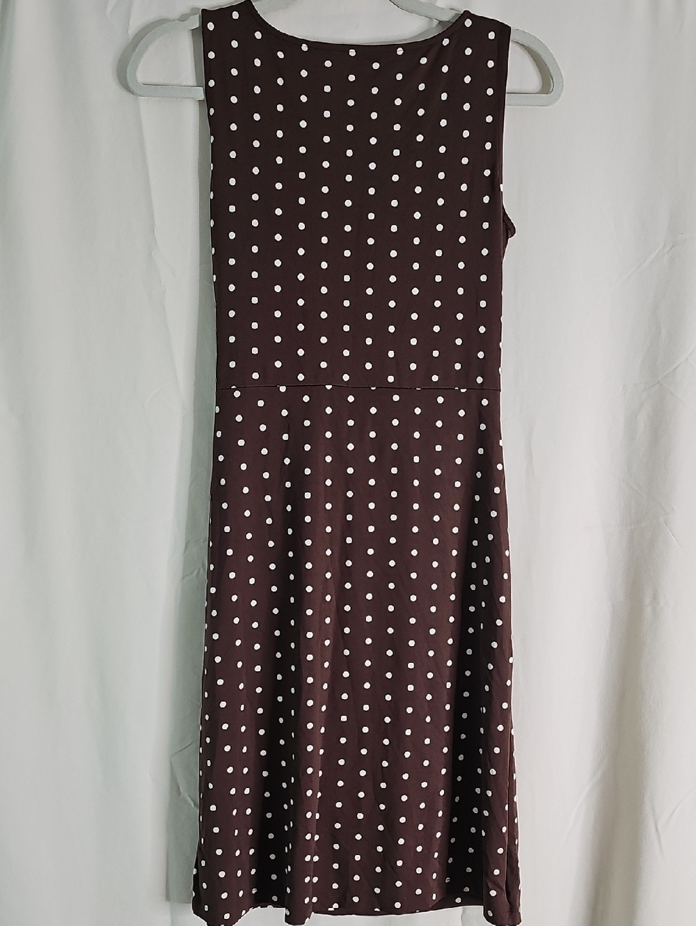 Talbots Brown Polka Dot Sleeveless Midi Dress with Side Twist - Picture 3 of 4